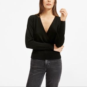 Everlane Cashmere Wrap Pullover Black Sweater